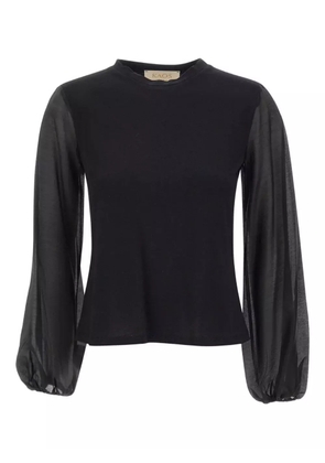 kaos balloon-sleeve cotton blouse - Black