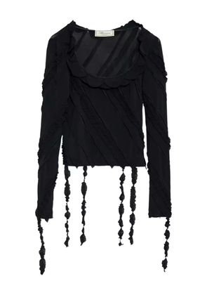 Blumarine ruffled-detail long-sleeve top - Black