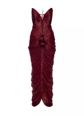 Ana Radu rose-embellished pleated dress - Red
