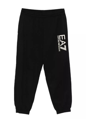 Ea7 Emporio Armani logo-print cotton trousers - Black