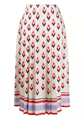 Valentino Garavani pleated graphic-print skirt - Neutrals