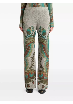 ETRO ribbed paisley-print trousers - Grey