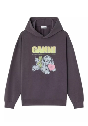 GANNI Puppy-print hooded sweatshirt - Grey