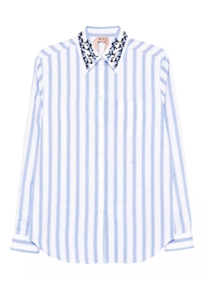 Nº21 embellished striped shirt - White