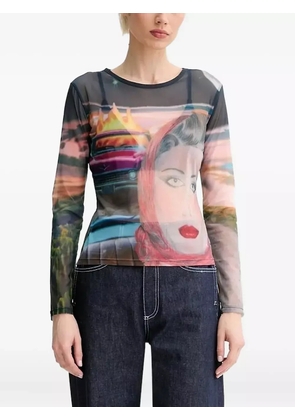 Sunnei mesh print top - Black