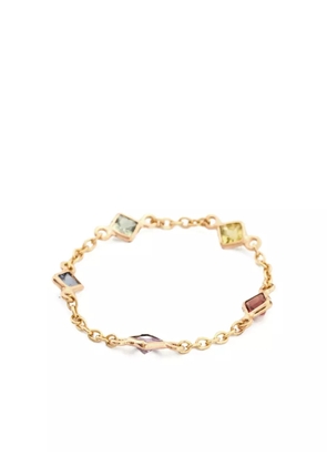 YI Collection 14K yellow gold rainbow sapphire chain ring