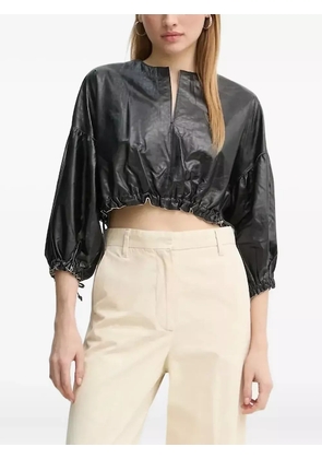 Day Birger Et Mikkelsen drawstring-cuffed leather blouse - Black
