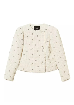 TWINSET bouclé-texture embellished jacket - White