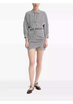 Sessùn Laurel tie-neck striped mini shirt dress - White