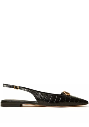 TWINSET crocodile-print slingback mules - Black
