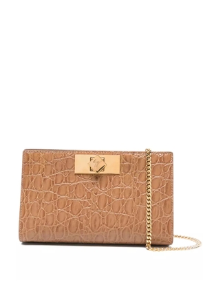 Giuseppe Zanotti crocodile-effect clutch bag - Brown