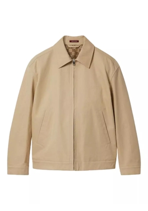 Gucci embroidered-logo cotton jacket - Brown