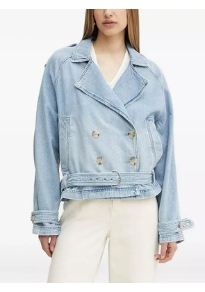 BOSS double-breasted belted denim jacket - Blue