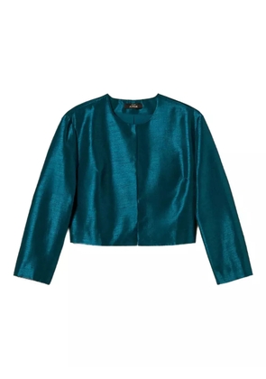 TWINSET crop-hem longsleeve jacket - Blue