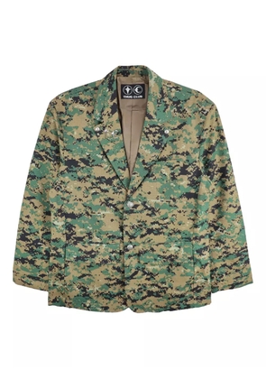 THUG CLUB Army camouflage single-breasted blazer - Green