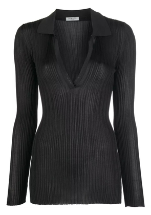 Durazzi Milano V-neck long-sleeve knitted top - Black