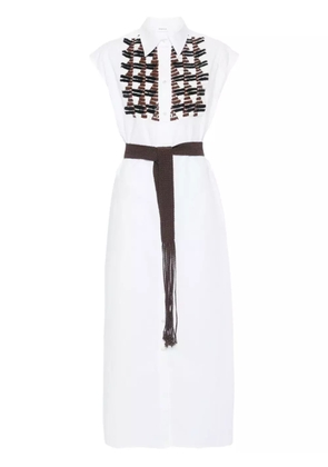 P.A.R.O.S.H. sequin-embellished sleeveless shirt dress - White