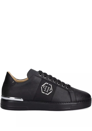 Philipp Plein embossed-logo lace-up sneakers - Black