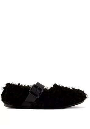 CamperLab Wabi buckle-fastening furry flat pumps - Black