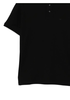 Emporio Armani logo-embroidered cotton polo shirt - Black