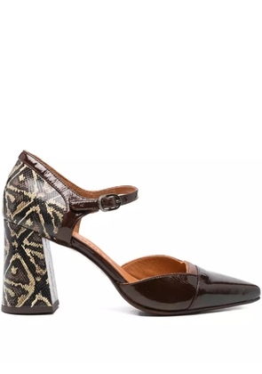 Chie Mihara 75mm patterned-block heel pumps - Brown