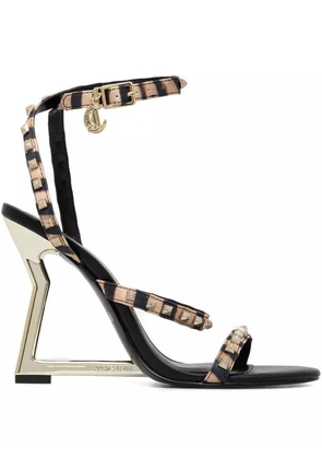 Just Cavalli geometric-heel studded sandals - Brown