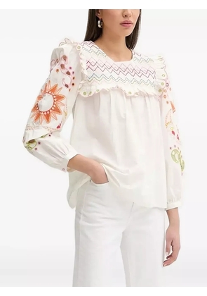 NEVER FULLY DRESSED embroidered ruffled blouse - White