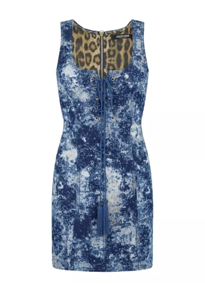 Roberto Cavalli lace-up denim dress - Blue