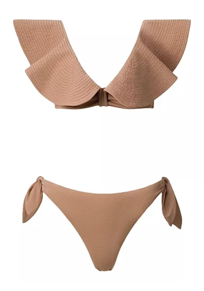 SOFIA ERHAN Marina ruffled bikini - Brown