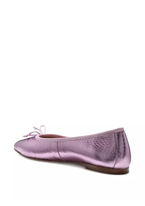 Geox metallic-effect snakeskin-embossed leather ballet flats - Purple