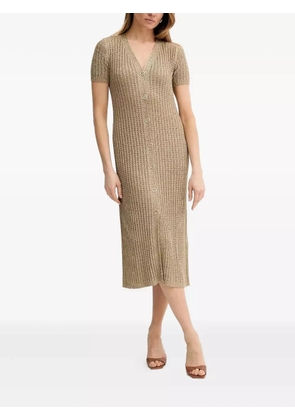 TWINSET metallic-knit buttoned midi dress - Neutrals