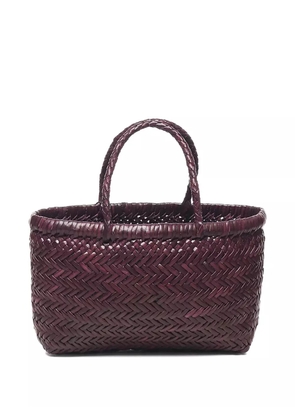 DRAGON DIFFUSION Flat Gora herringbone-weave leather shoulder bag - Purple