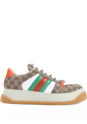 Gucci GG Supreme Canvas stripe-detail sneakers - Neutrals