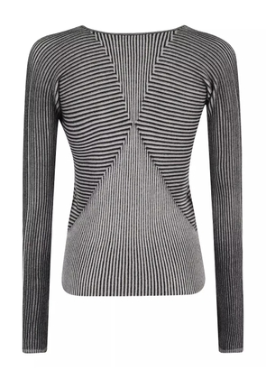 Emporio Armani striped V-neck sweater - Black