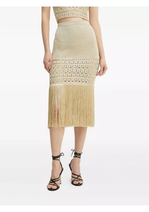 SIMONA CORSELLINI fringe knit skirt - Gold