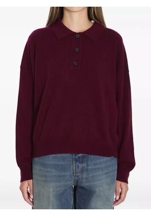 Allude ribbed three-button polo shirt - Red