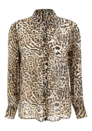 kaos animal-print button-front shirt - Brown