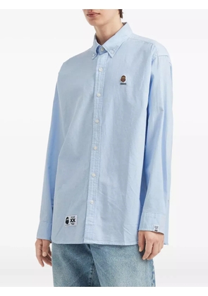 FINGERCROXX logo-patch cotton shirt - Blue