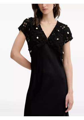 NEVER FULLY DRESSED crochet-shell maxi dress - Black