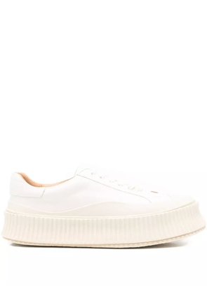 Jil Sander Pre-Owned leather flatform sneakers - Neutrals