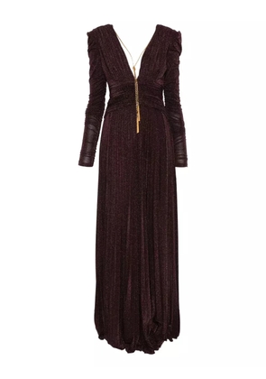 Elisabetta Franchi ruched V-neck maxi dress - Purple