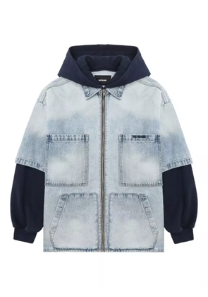We11done zip-up hooded denim jacket - Blue