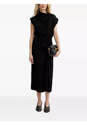 Sessùn gathered-neck midi dress - Black