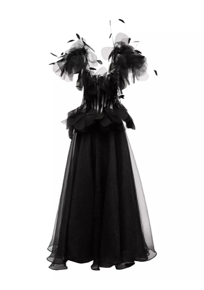 Ana Radu feather-trimmed corset dress - Black