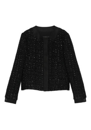 Emporio Armani button-detail tweed jacket - Black