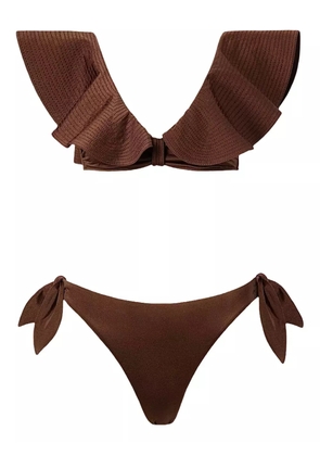 SOFIA ERHAN ruffled-trim bikini - Brown