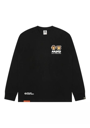 AAPE BY *A BATHING APE® monkey-head logo long-sleeve T-shirt - Black