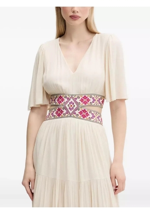 Desigual embroidered-strap tiered maxi dress - Neutrals