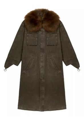 Blumarine fur-collar parka coat - Green