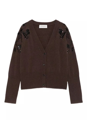 ERMANNO FIRENZE floral-embroidered wool cardigan - Brown